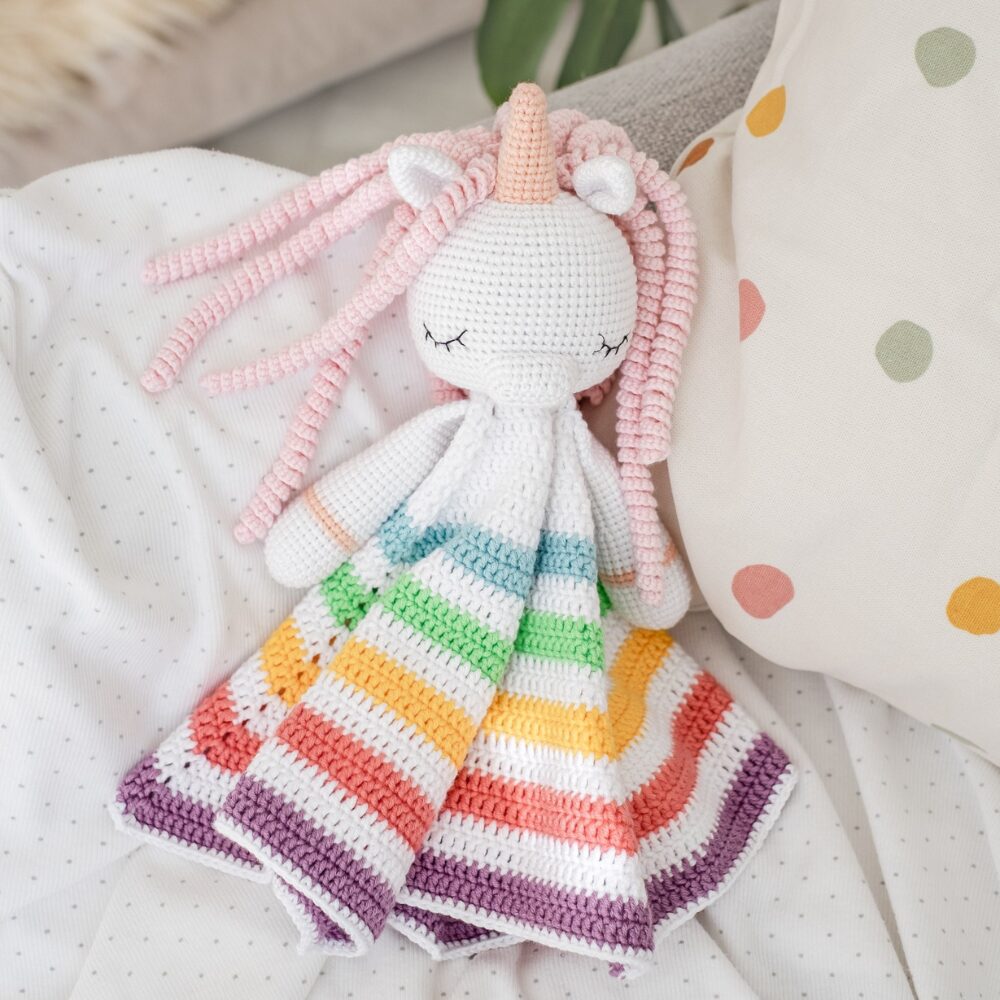 Manta de Apego El Conejo & La Luna Unicornio Rainbow Lovey